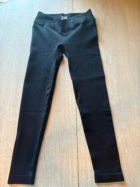 Kids Black Ribbed Leggings - Unbranded